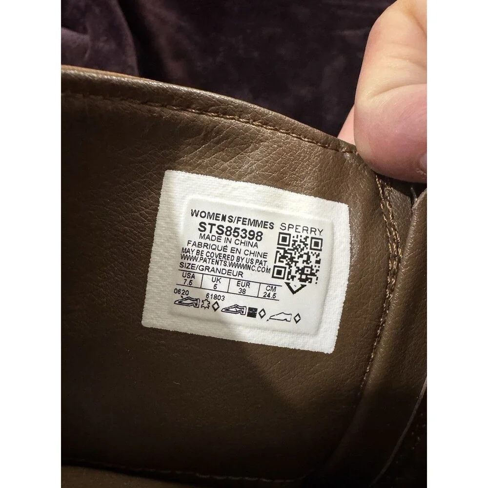 Sperry Duck Boots Womens 7.5 Brown Olive Quilted Waterproof Rain Tall Saltwater